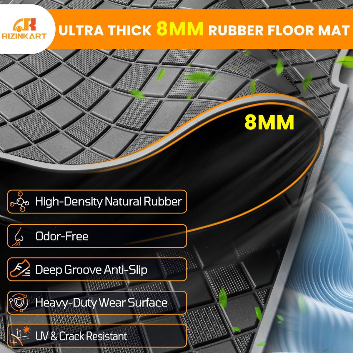 RIZINKART Club Car Precedent anti-slip texture mat keeps feet stable during movement