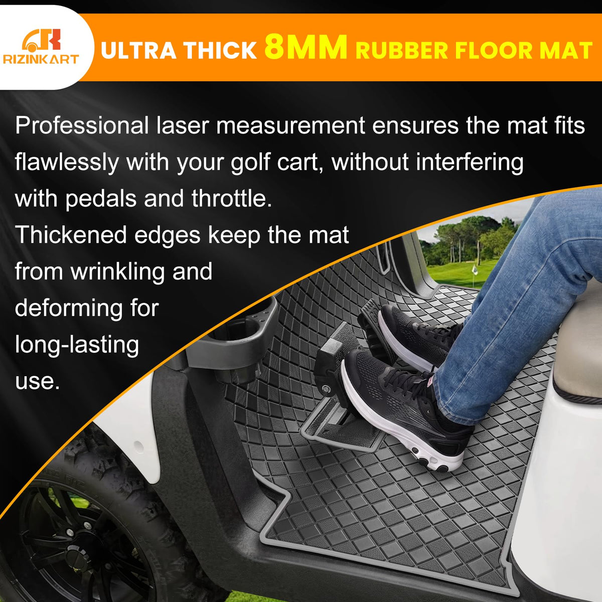 RIZINKART Durable rubber mat shields mud and spills for clean cabin