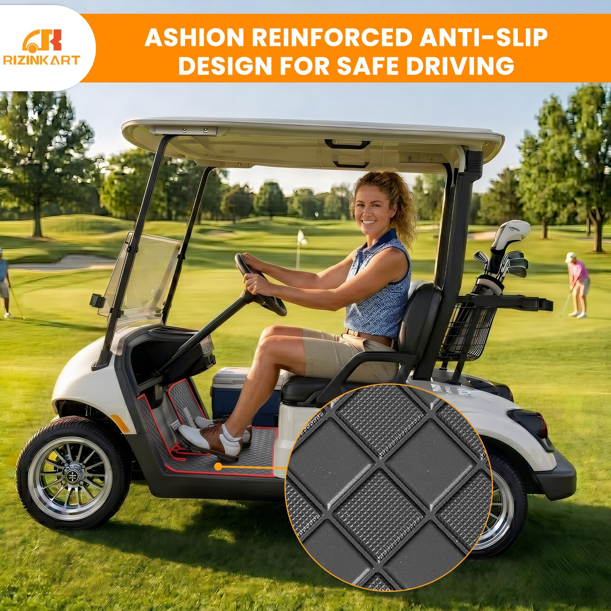 RIZINKART diamond-texture with easy-clean design for quick maintenance.
