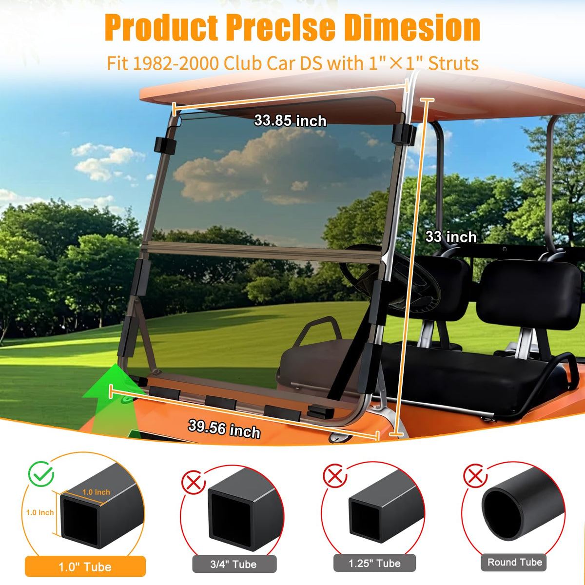 RIZINKART easy-install windshield requiring no tools for quick setup.