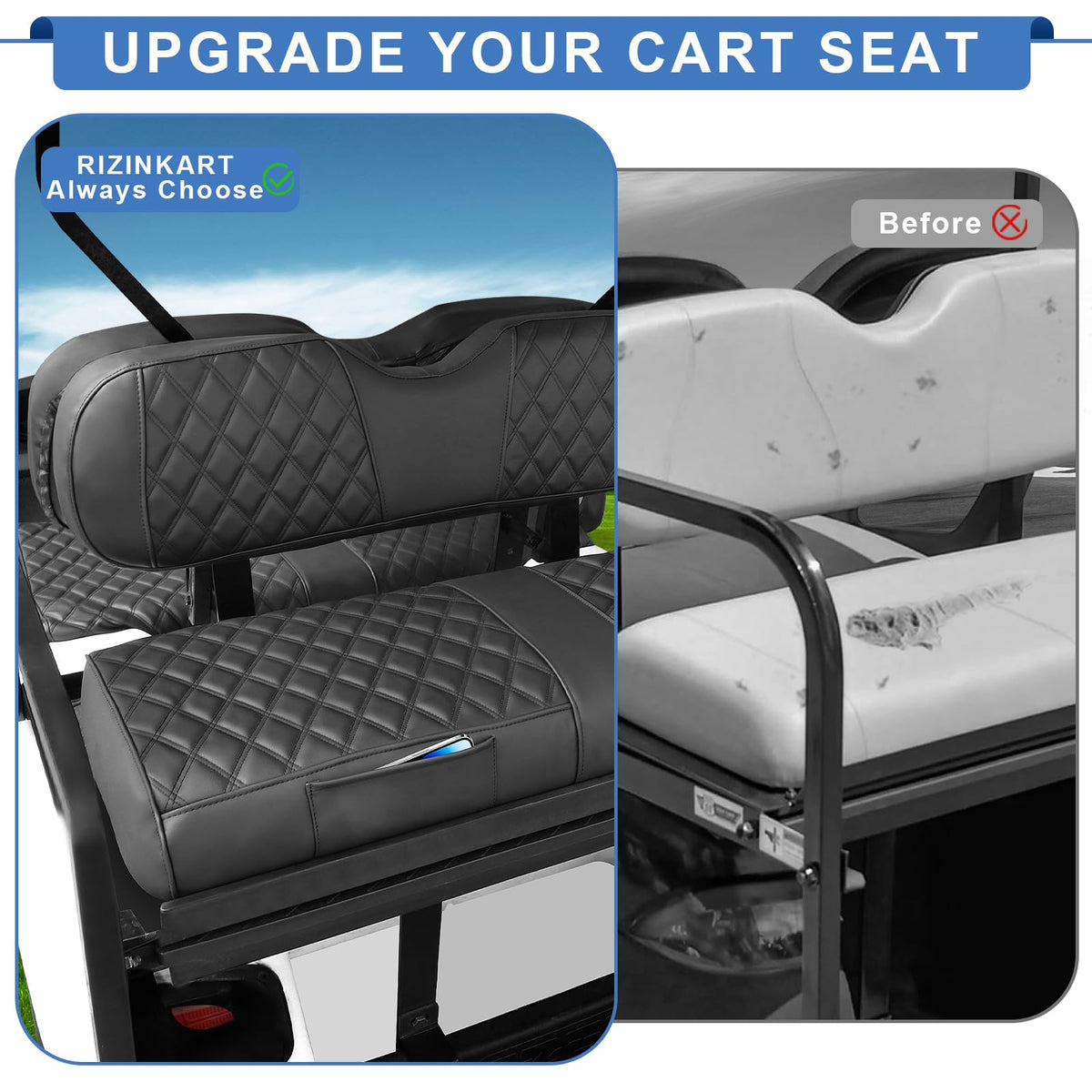 RIZINKART easy-installation rear seat cover fits quickly without tools.