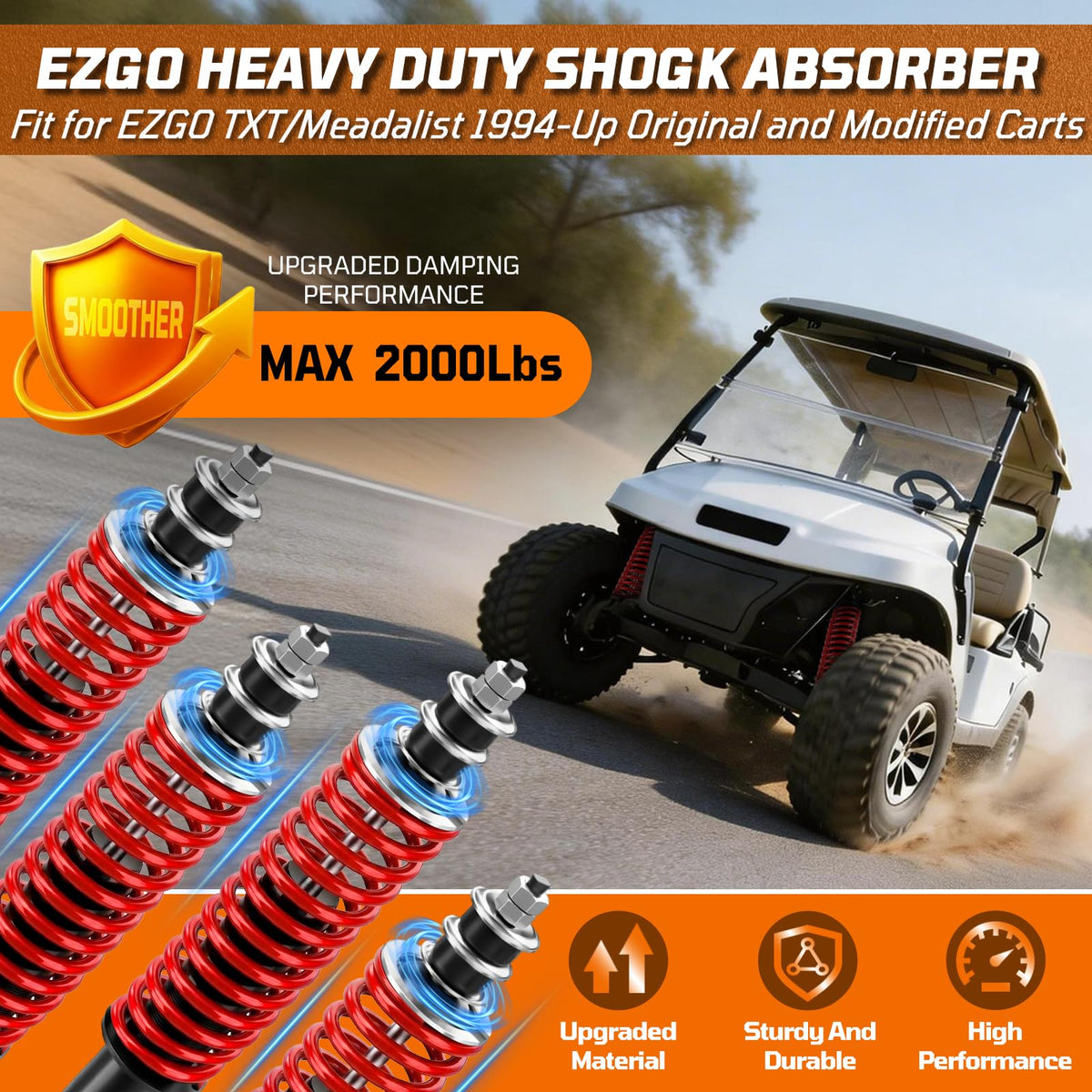 RIZINKART EZGO shocks come with included installation parts for quick setup