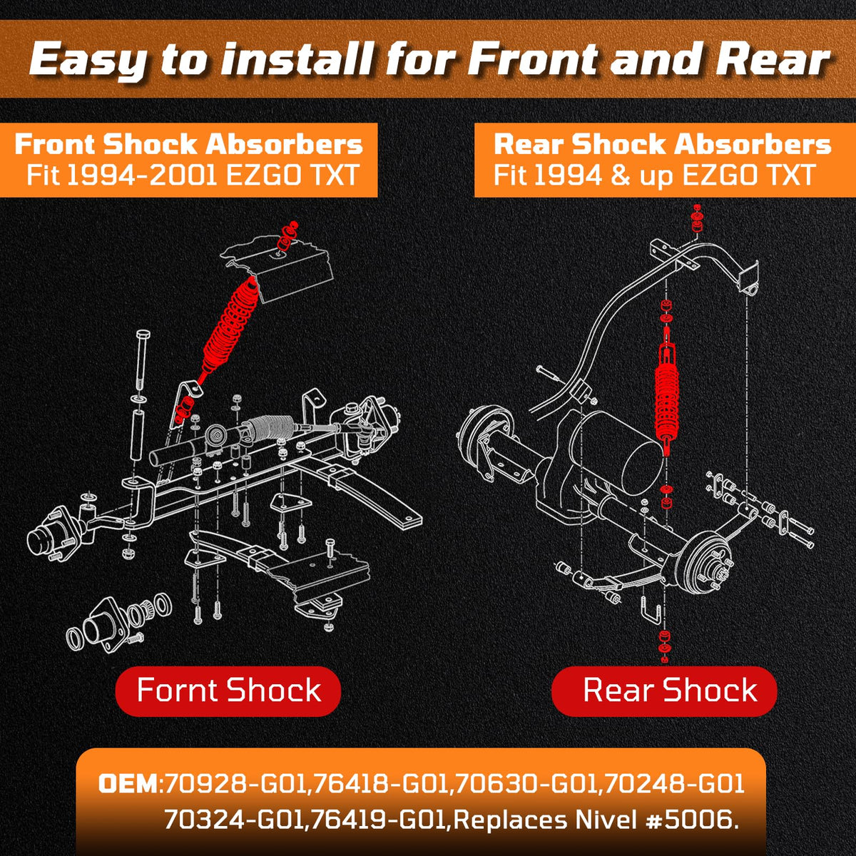 RIZINKART OEM numbers 70928-G01, 70630-G01, 76418-G01 for replacement