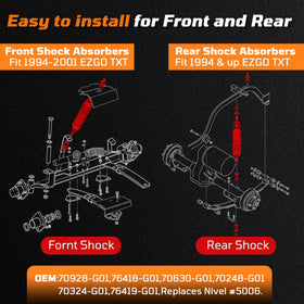 RIZINKART EZGO TXT shocks available in 16 and 18 inch lengths