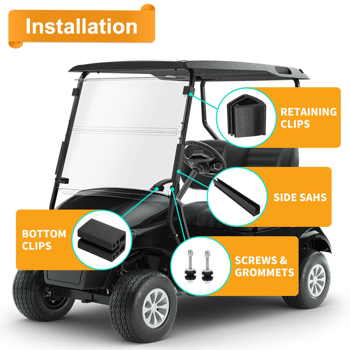 RIZINKART EZGO TXT 1in square-tube fit provides reliable support