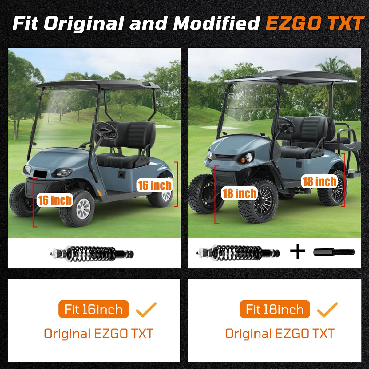 RIZINKART EZGO TXT extenders included for rear lift kit compatibility