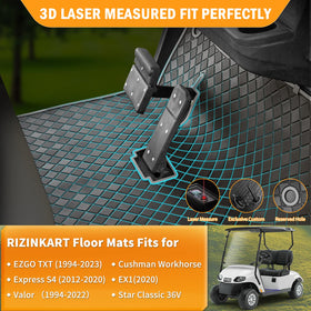 RIZINKART EZGO TXT floor mat installed for full-coverage protection.