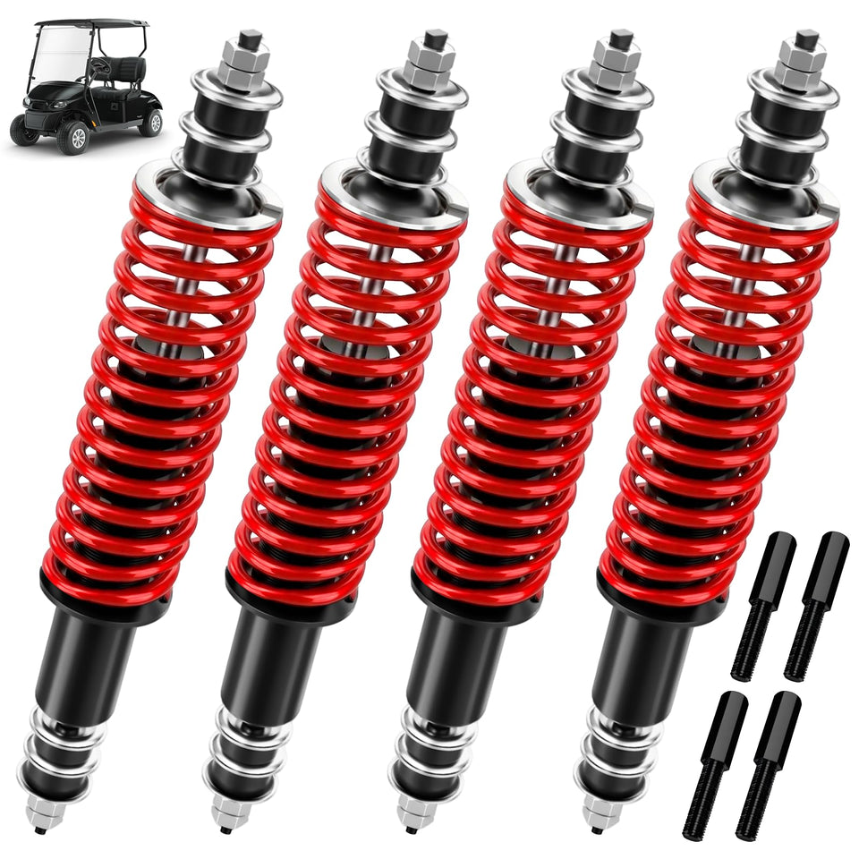 RIZINKART EZGO TXT front coil-over shock improves ride quality on uneven ground