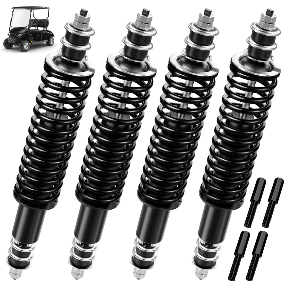 RIZINKART EZGO TXT front coil-over shock improves ride stability on uneven terrain