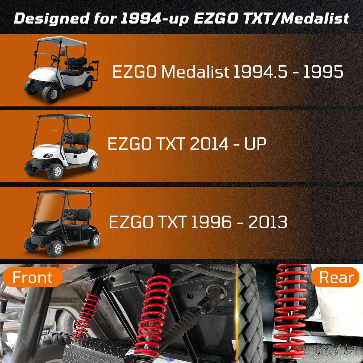 RIZINKART EZGO TXT rear coil-over shock enhances stability with cargo