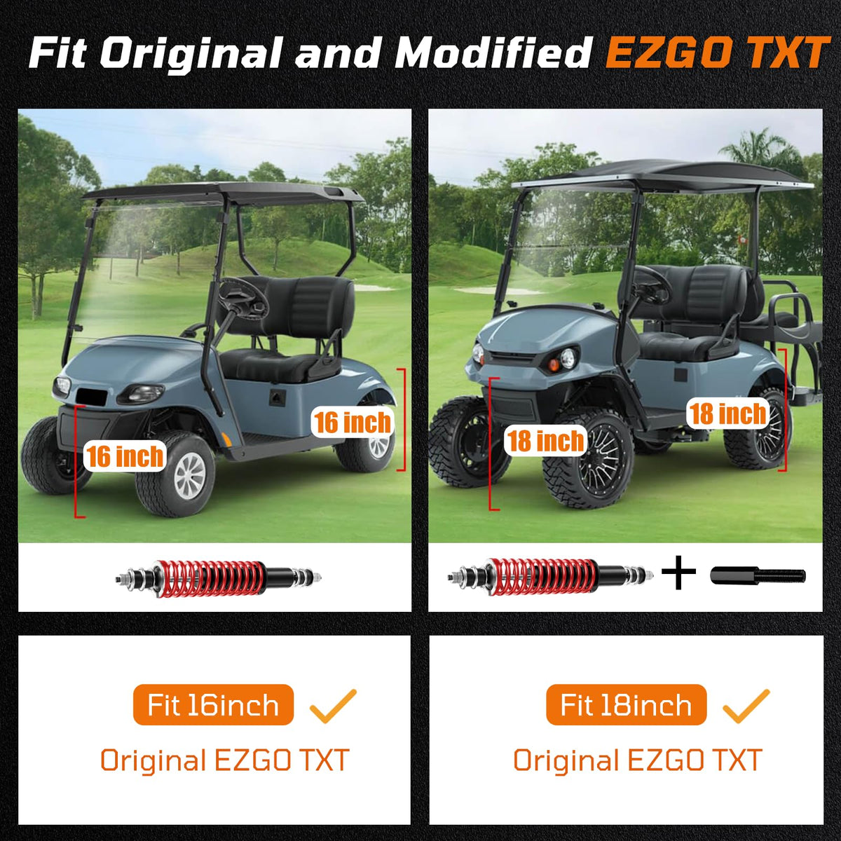 RIZINKART EZGO TXT rear shock absorber improves stability when carrying cargo