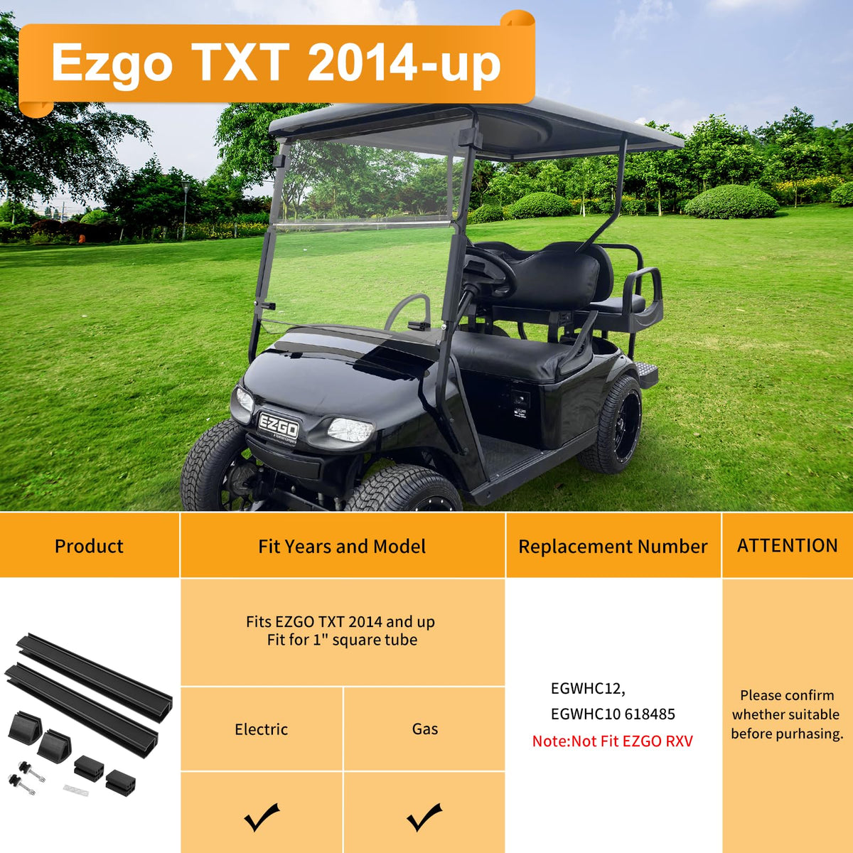 RIZINKART EZGO TXT windshield bottom clip anchors frame securely