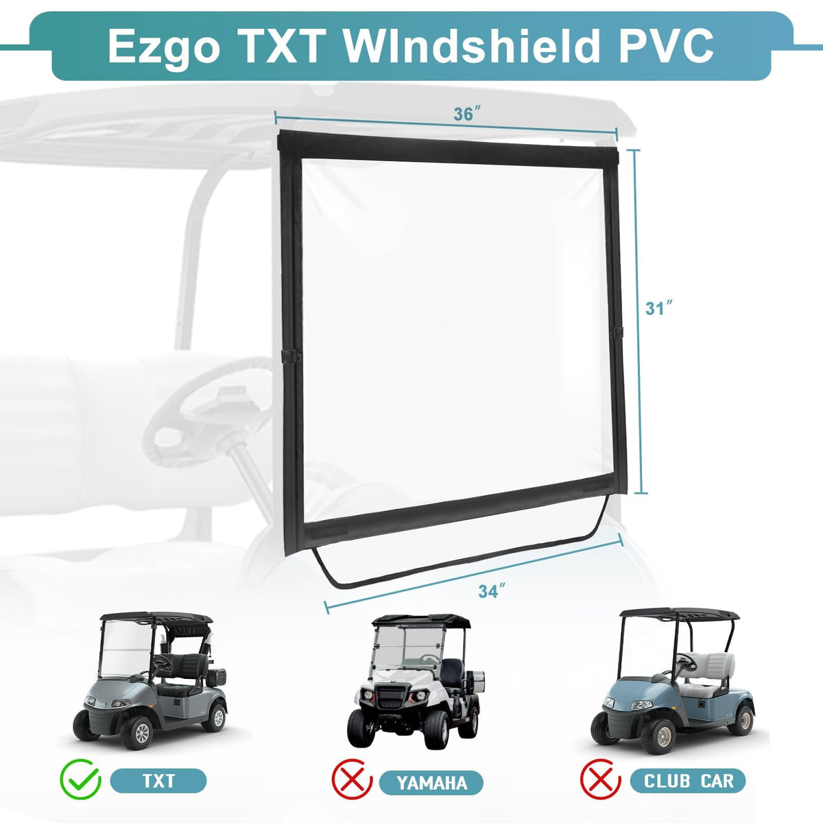RIZINKART Ezgo TXT windshield provides clear visibility on the golf course
