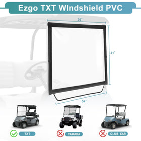 RIZINKART Ezgo TXT windshield provides clear visibility on the golf course