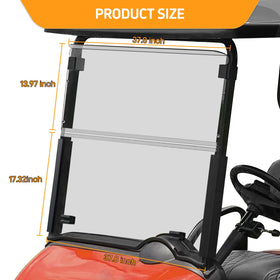 RIZINKART EZGO windshield corrosion-resistant build for long-term outdoor use.