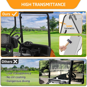 RIZINKART EZGO windshield foldable design enables flexible airflow.