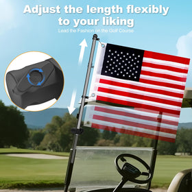 Rizinkart flag height adjustment for clear visibility on the move.