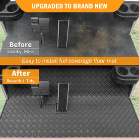 RIZINKART floor mat overlays the footwell for a clean, customized interior look