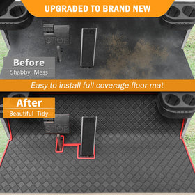 Red-trim rubber floor mat providing durable protection and style.