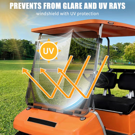 RIZINKART fold-down windshield shown for customizable airflow on hot days.