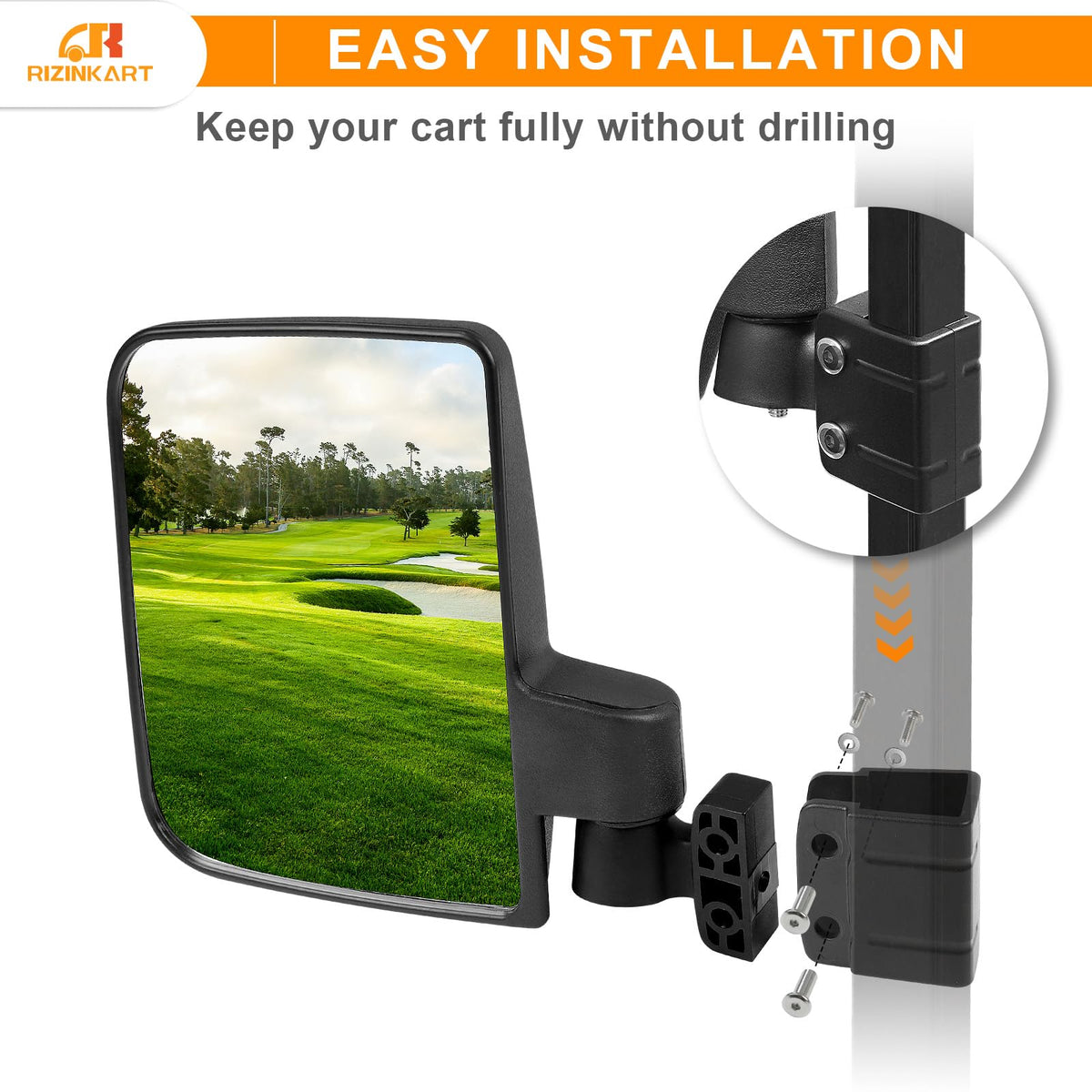 RIZINKART folding windshield compatibility supports easy, compact storage.
