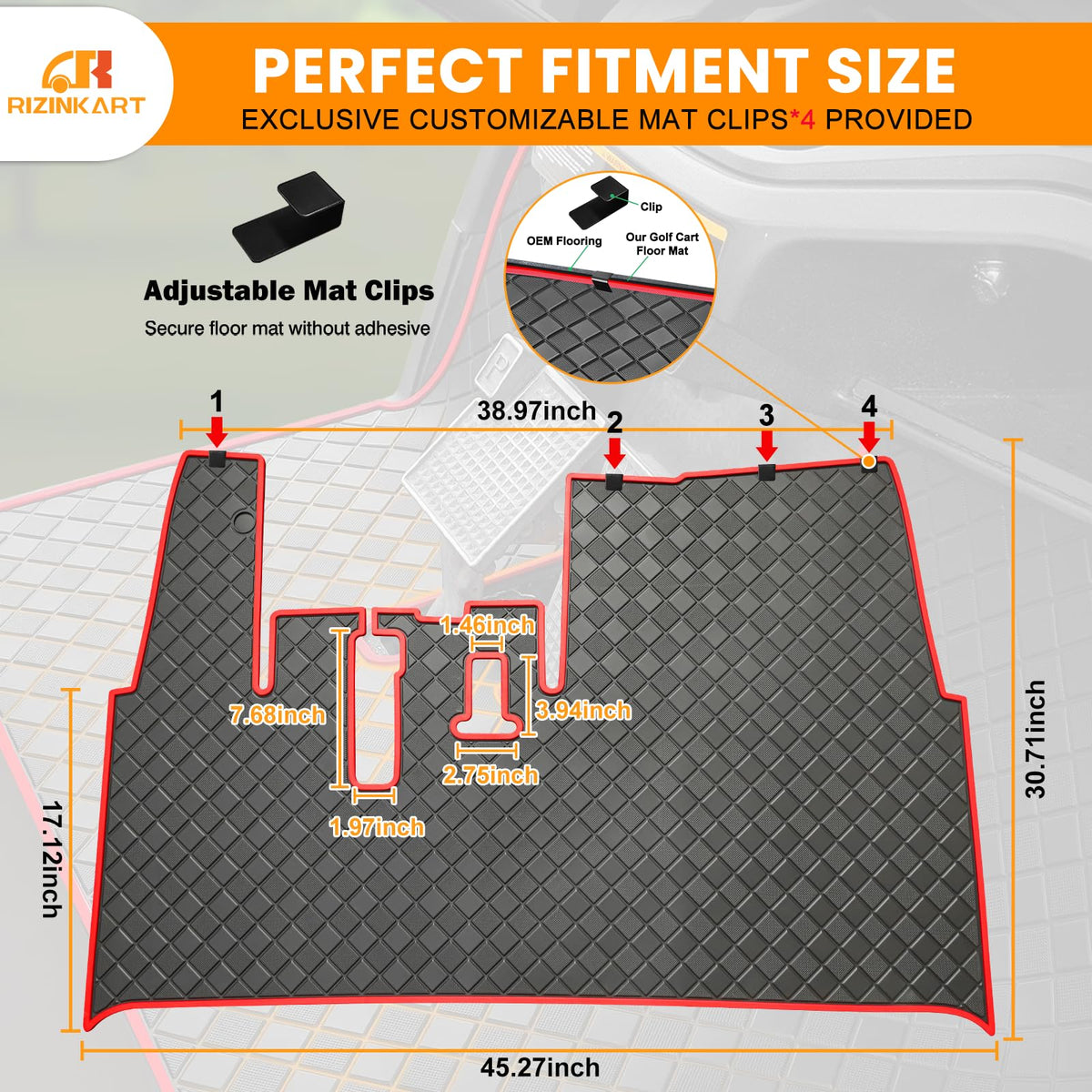 RIZINKART Four clips installation for quick fit and removal