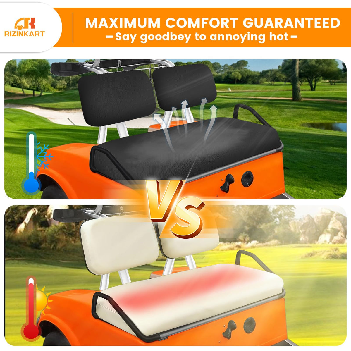 Rizinkart anti slip and anti static design on front seat cover