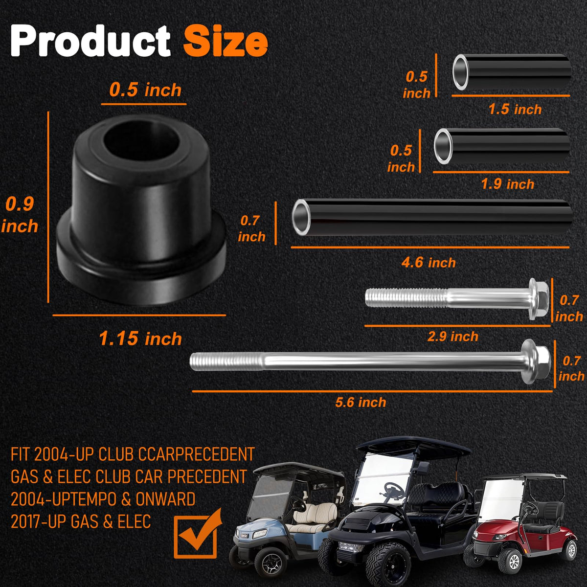 RIZINKART front upper A-Arm bushings reduce play for precise handling.