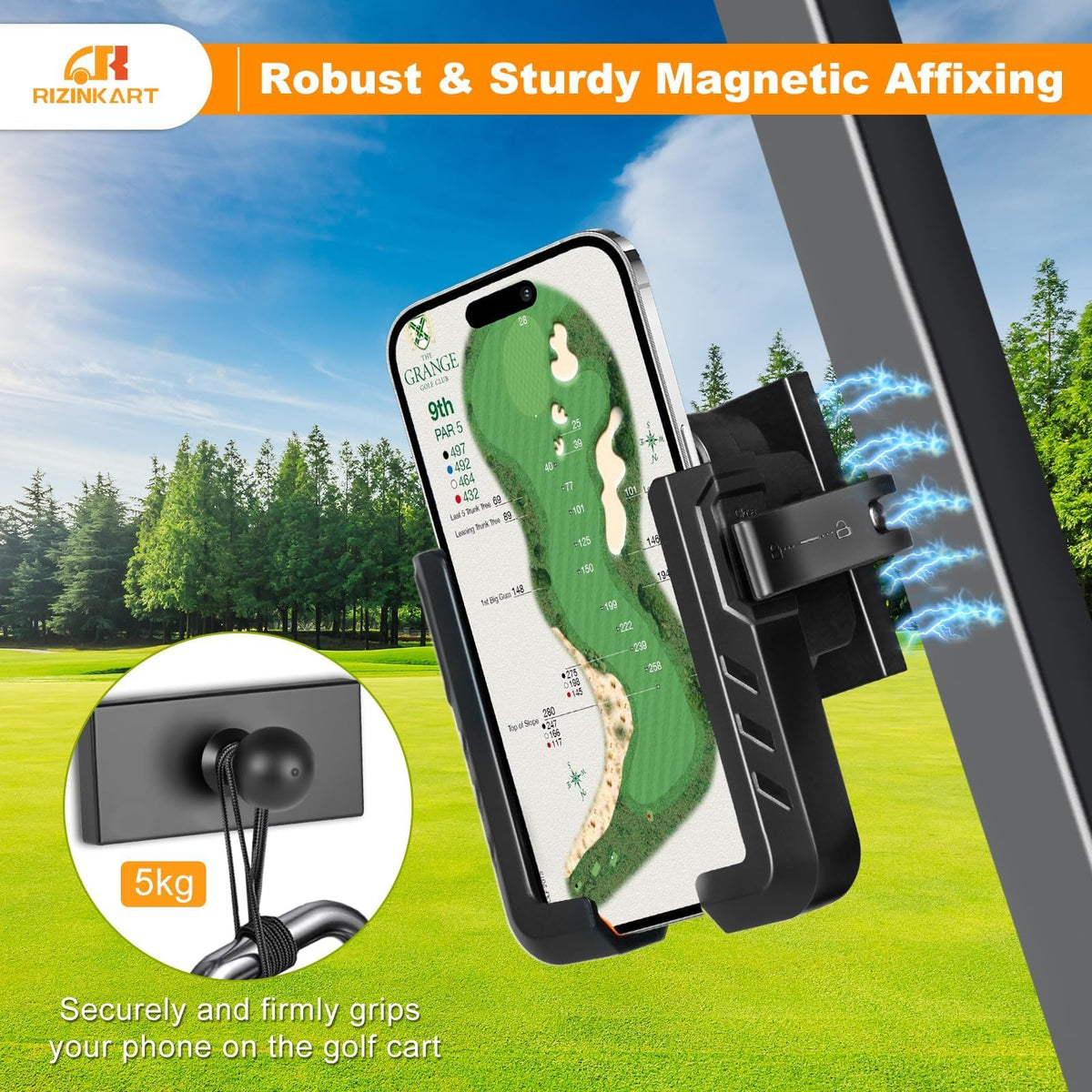 RIZINKART full-coverage N52 plate highlights strong magnetic security for devices.