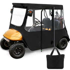 RIZINKART golf cart deluxe enclosure front view, weatherproof fit for EZGO TXT and RXV