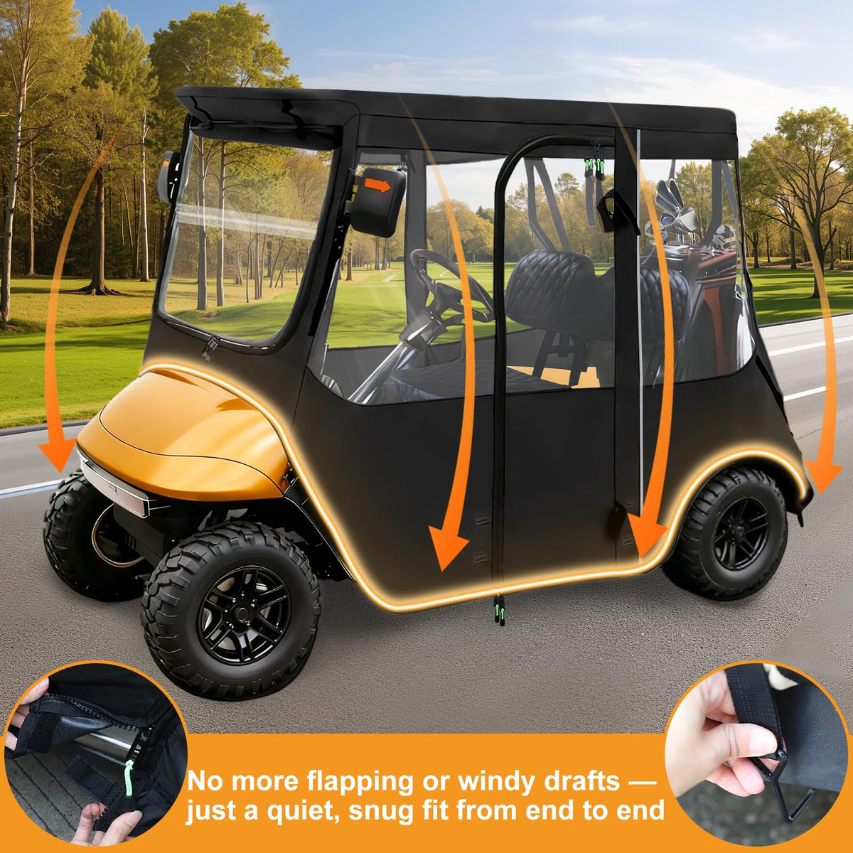 RIZINKART triple-zipper system detail for smooth operation and durability