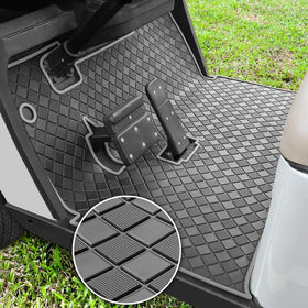 RIZINKART golf cart floor mat close-up highlighting 8mm rubber durability.