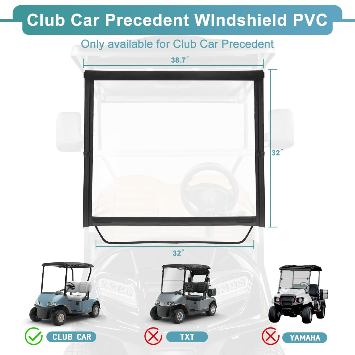 RIZINKART windshield installation on Club Car Precedent with quick straps.