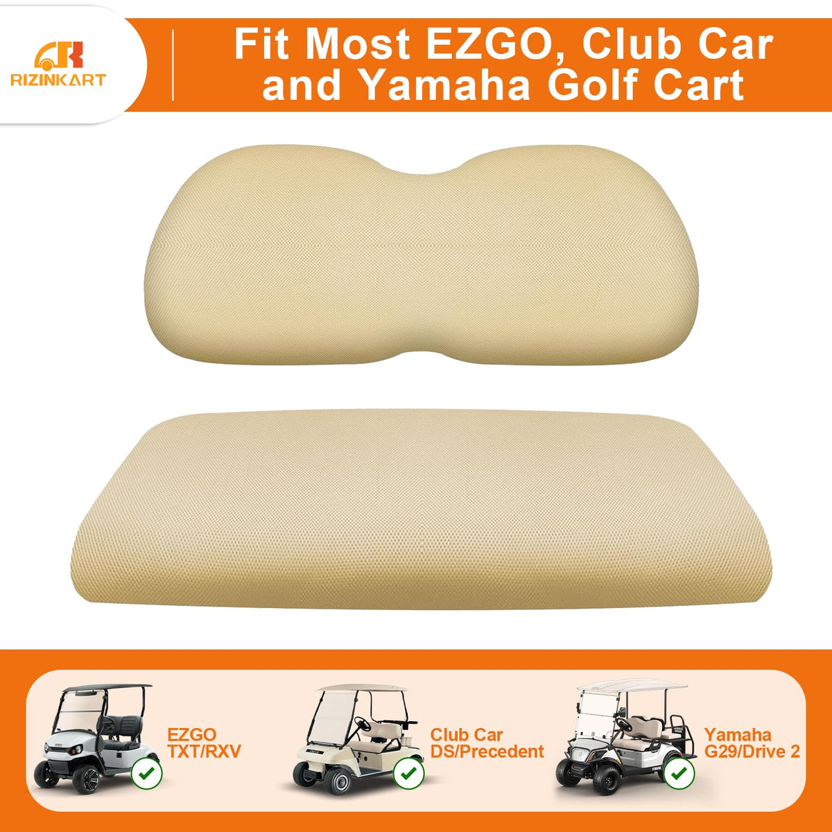 RIZINKART Club Car DS-Precedent front seat cover showing fade-resistant color