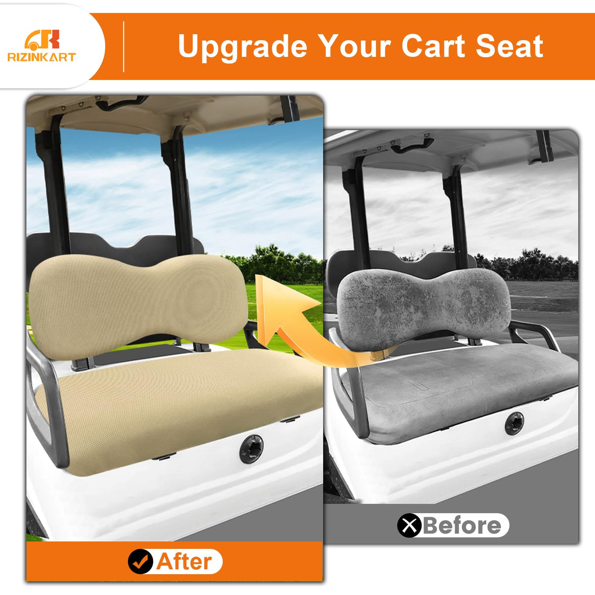 RIZINKART Yamaha G29-Drive-2 front seat cover enhances comfort with diamond mesh