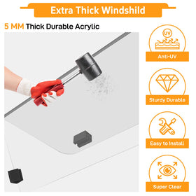 RIZINKART windshield folded-down mode demonstrates summer breeze access.