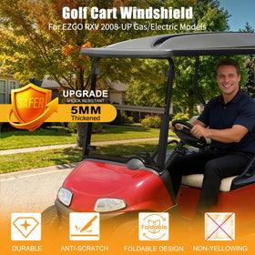 RIZINKART tinted heavy-duty windscreen reduces glare for comfortable rides