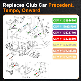 RIZINKART installation instructions for front bushing kit on compatible Club Car models.