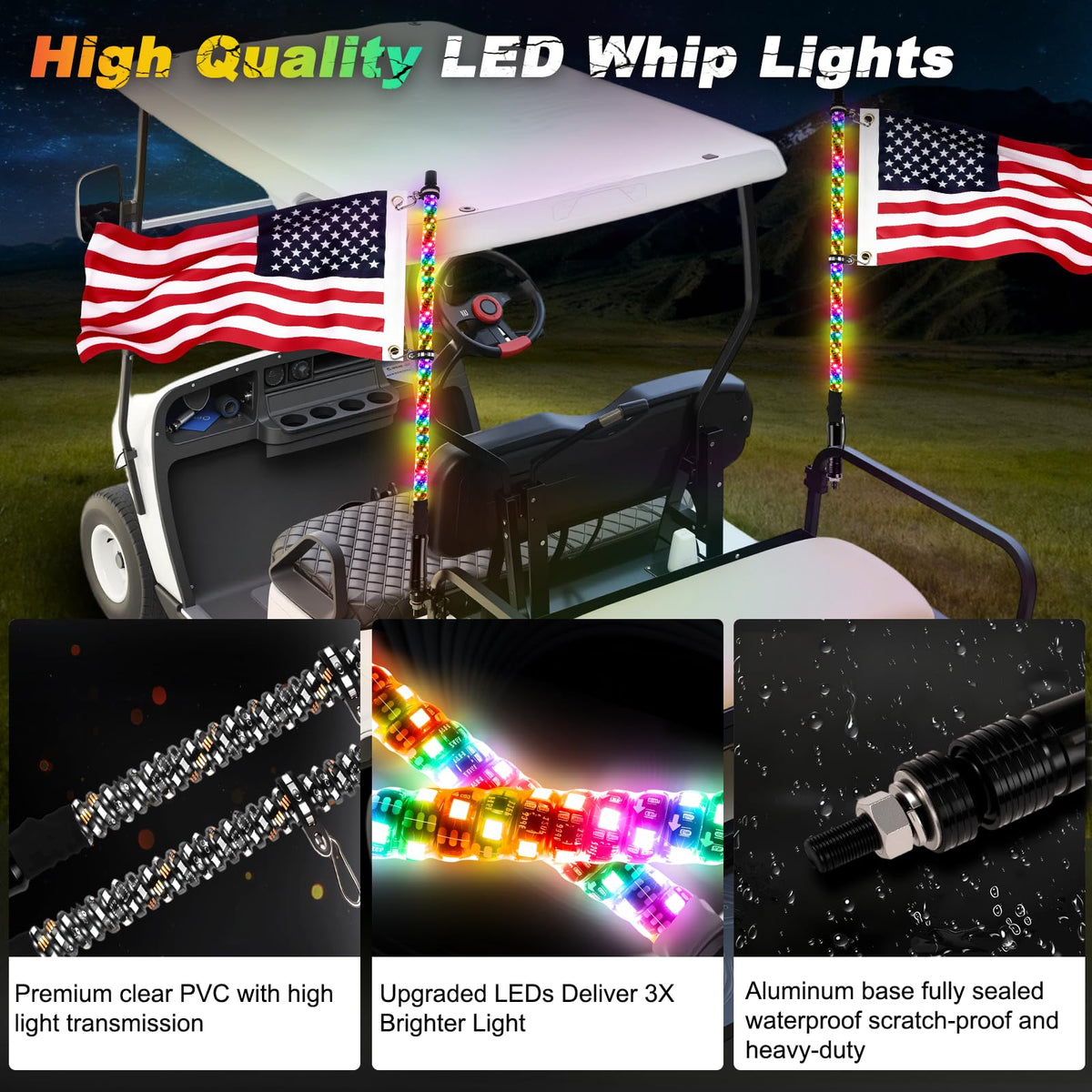 RIZINKART left-right turn signals boost cart visibility and safety.