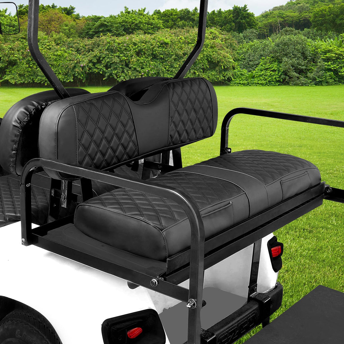 RIZINKART measurement guide helps confirm fit for EZGO/Yamaha/Club Car.