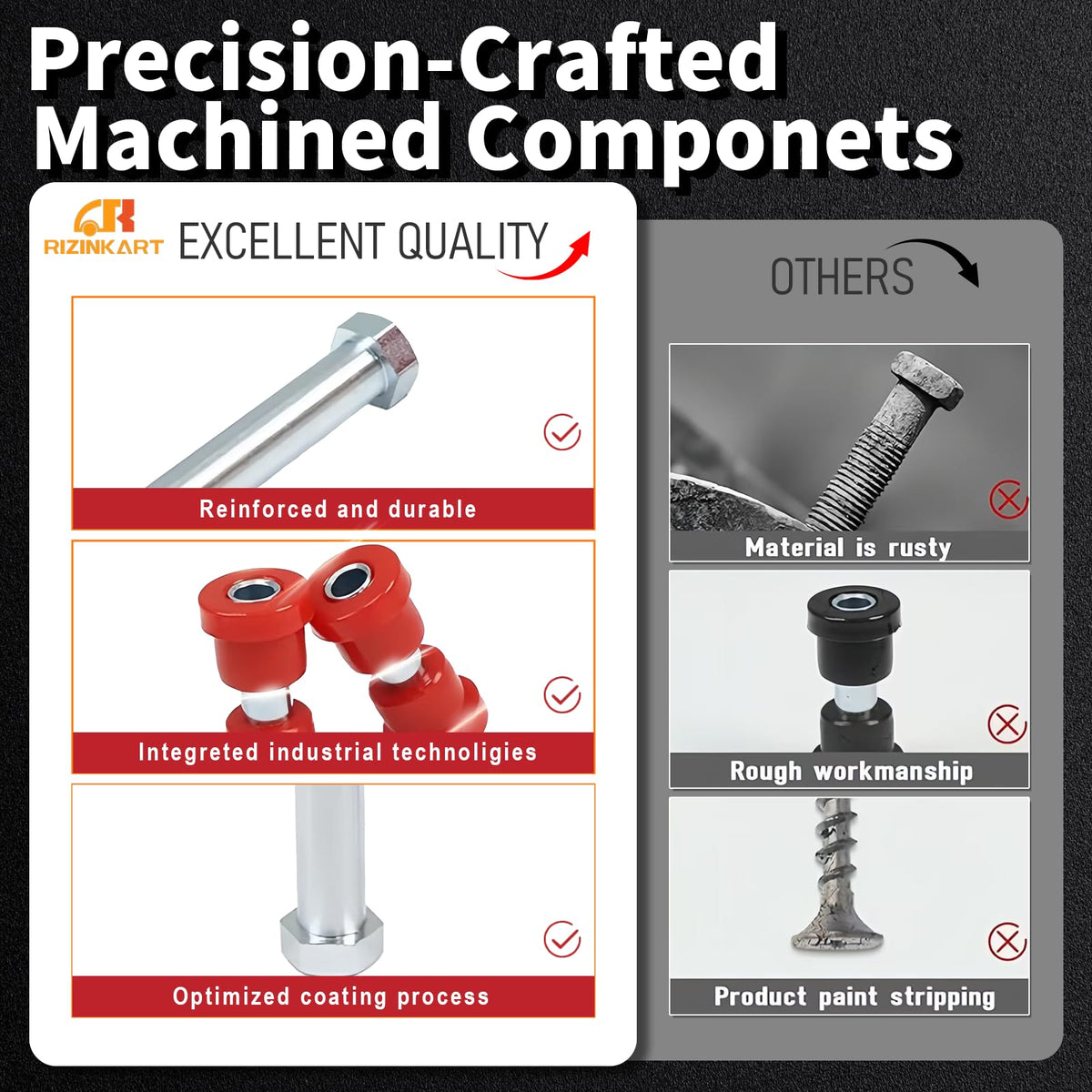RIZINKART polyurethane bushings for EZGO TXT rear spring; built for longevity