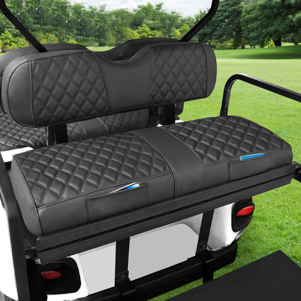 RIZINKART rear seat cover for EZGO/Yamaha/Club Car adds a refreshed look and protection.