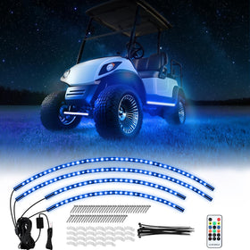 Rizinkart universal underbody light kit 4 bars illuminate golf cart edges for night rides