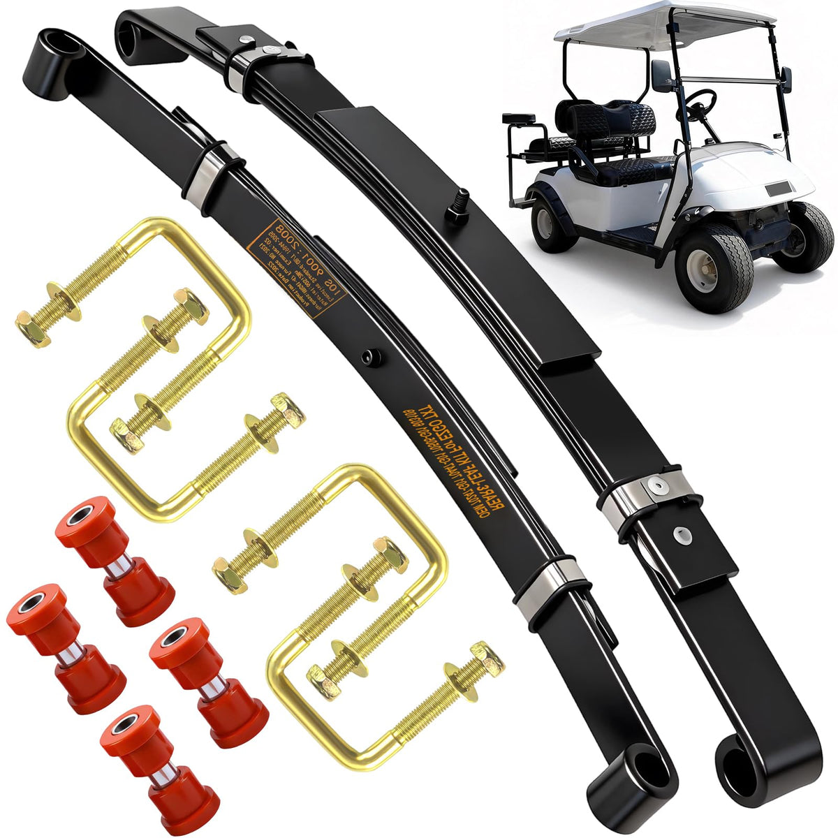 RIZINKART upgraded 4-leaf rear spring for EZGO TXT improves load handling.