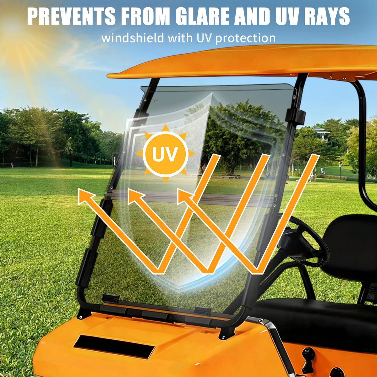 RIZINKART windshield 92-percent transparency provides crystal-clear visibility under sun.