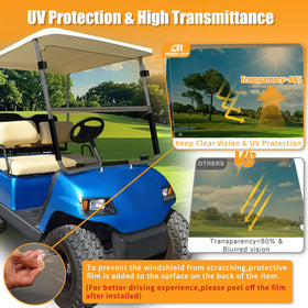 RIZINKART tinted anti-UV windshield reduces glare for sunny, comfortable drives.