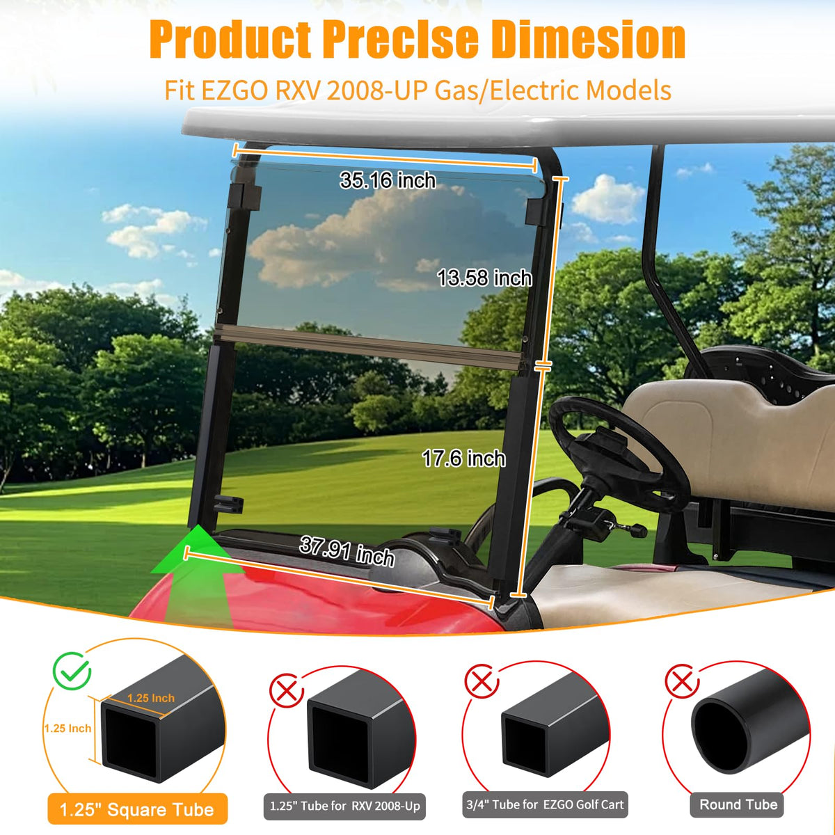RIZINKART windscreen foldable design allows airflow when folded