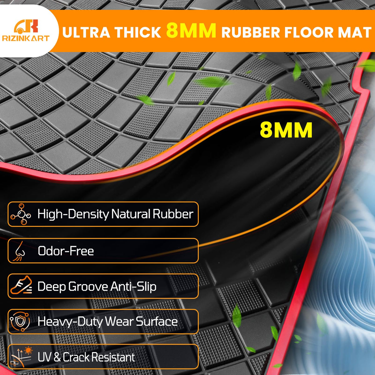 RIZINKART Yamaha Drive2 floor mat drainage channels for easy cleaning