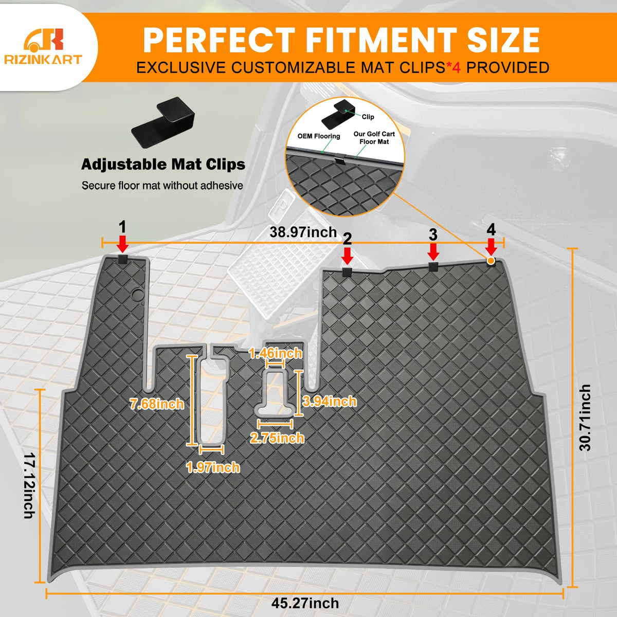 RIZINKART Drive2 floor mat drainage channels simplify washing.