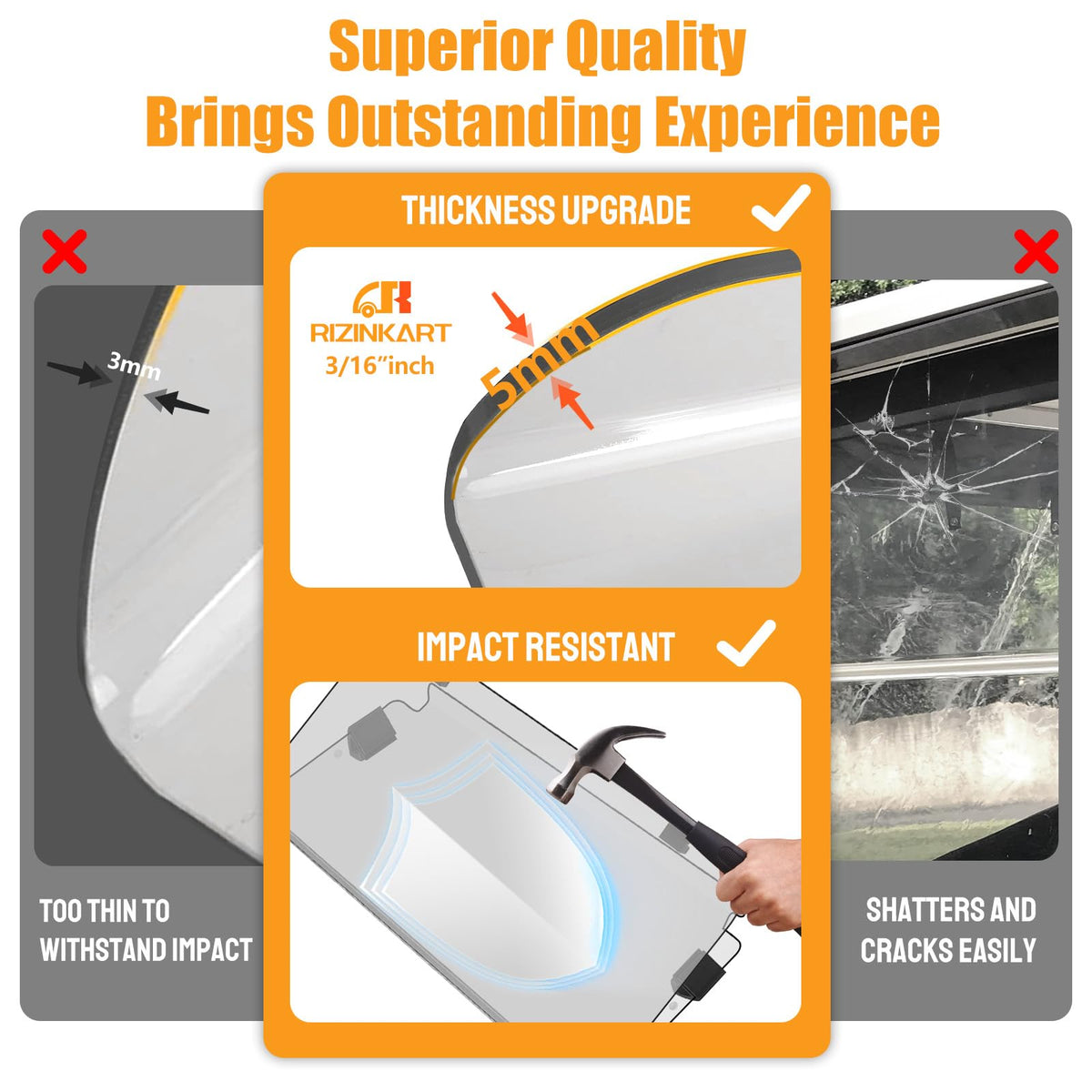 UV-protected windshield for Yamaha G22 guards against sun glare